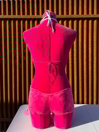 Image 3 of Pink Velour Super Booty Micro Shorts Ultra Low V Waist