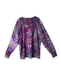 Image 6 of XL Unisex Adult Soft Long Sleeve Tee in Earthy Raspberry Spiral Ice Dye