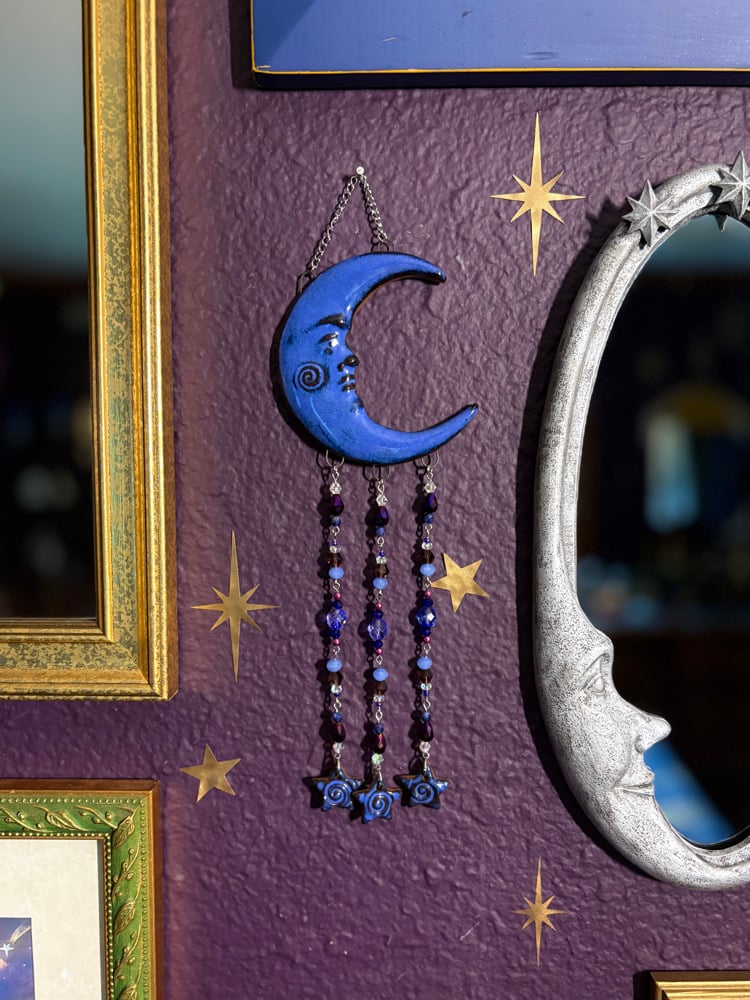 Image of Beaded Moon Wall Hanging #1