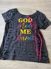 Image 1 of Large off shoulder God got me lace destroyed 