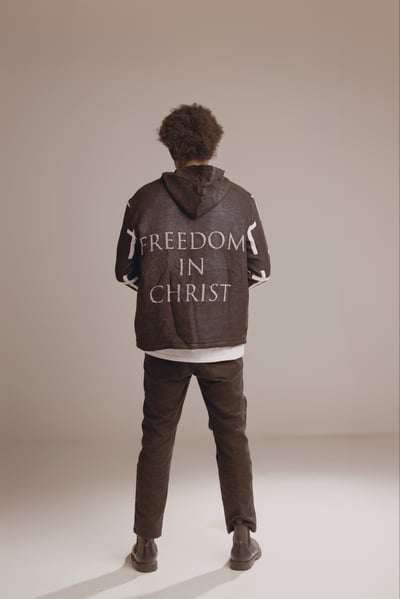 Image of BLACK VINTAGE WOVEN HOODIE