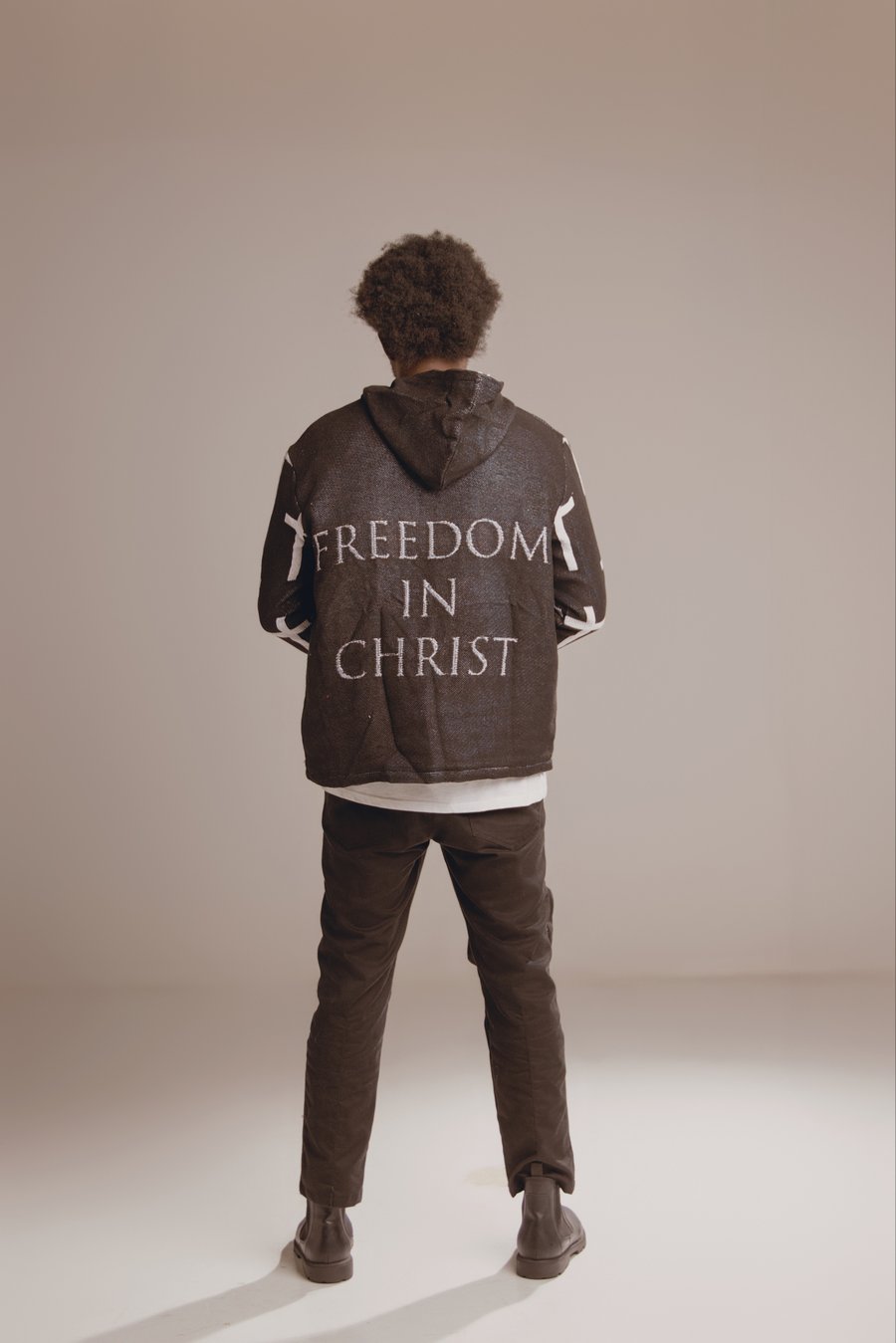 Image of BLACK VINTAGE WOVEN HOODIE