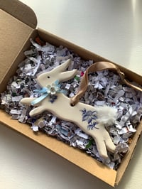 Image 2 of Rabbit ceramic hanging decoration light blue