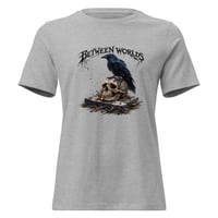 Image 7 of Between Worlds Raven Women's Shirt – Gothic Crow Skull Graphic Tee | Dark Raven Artwork