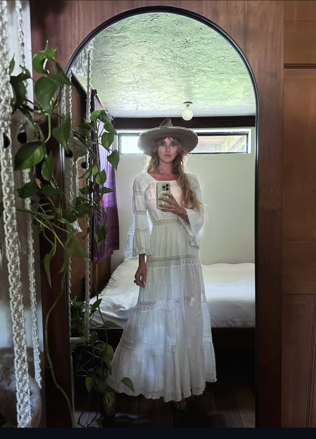 late 1960s white Mexican boutique lace and crochet dress