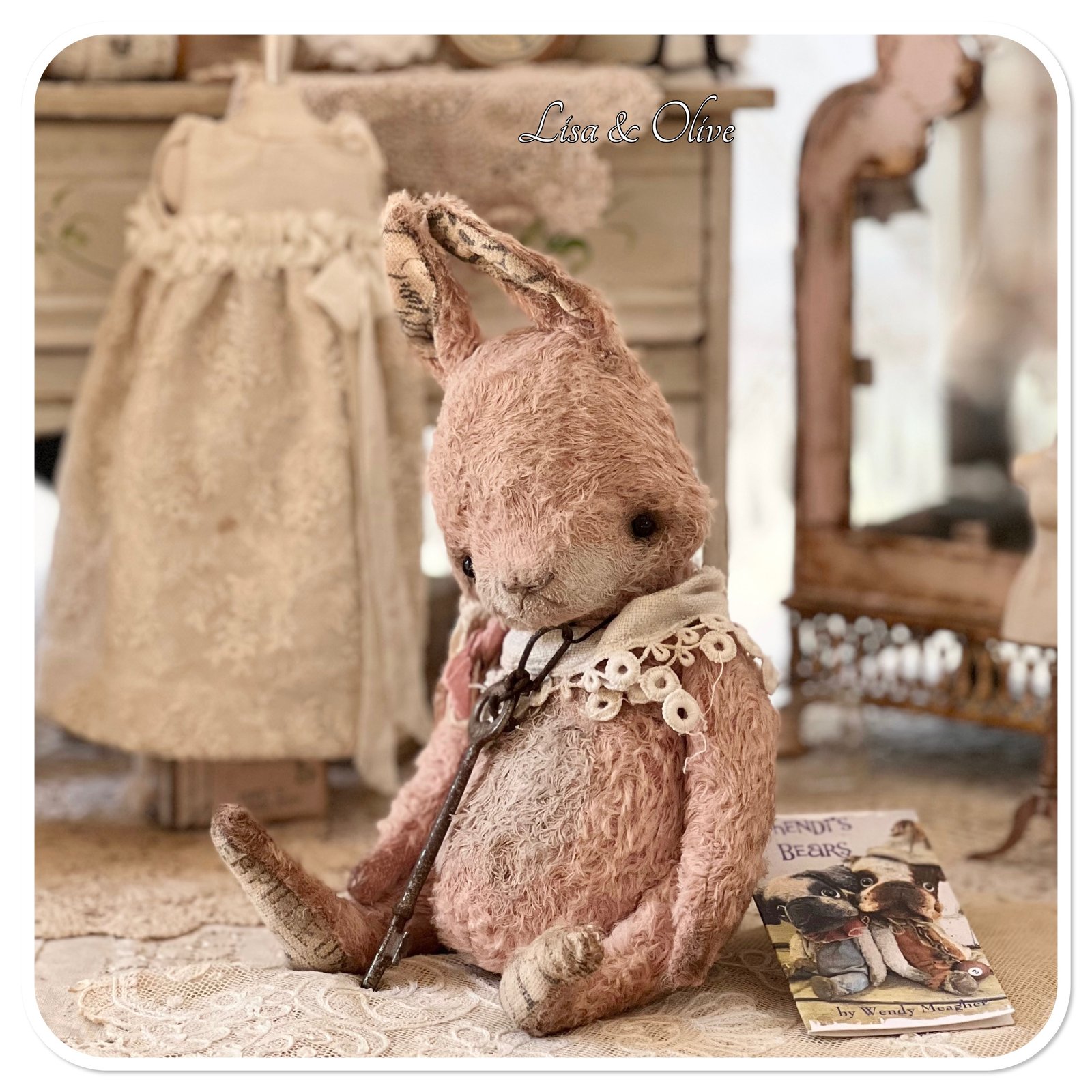 Vintage style Pink Bunny by Whendi's Bears | Lisaandolive