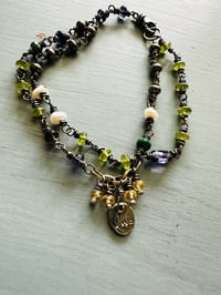 Image 13 of peridot and emerald double strand charm bracelet