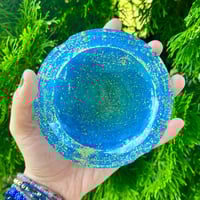 Image 1 of blue & gold ashtray 