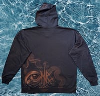 Image 4 of “WATER BABY” CUSTOM BLEACH PAINTED ZIP UP HOODIE XL