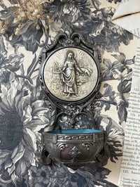 Image 7 of Petit benitier en etain et argent, Art Nouveau 1910, signé Ruffony