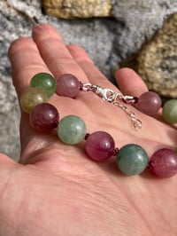 Image 2 of Afghan Tourmaline Hand Knotted Gemstone Bracelet with Sterling Silver Clasp, Adjustable Length