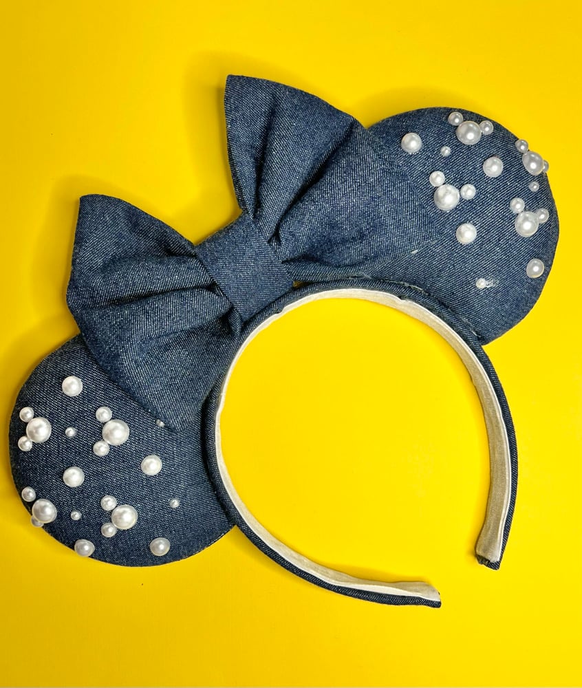 Image of Denim Pearl Hidden Mickey Ears