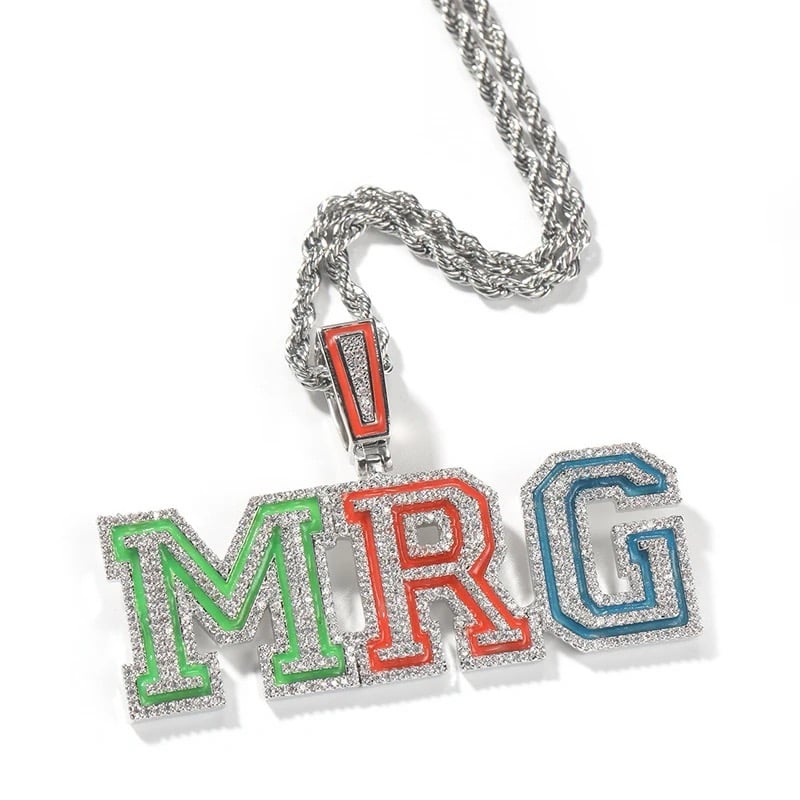 Image of Glow In the dark Luminous Color Custom Name Necklace Colorful Enamel