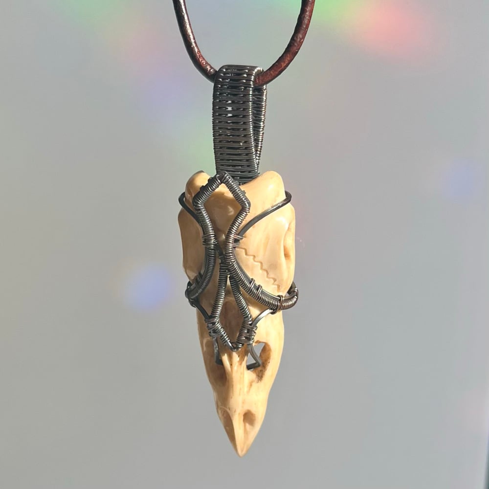 Image of Bone & Coil - Carved Skull Pendant