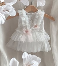 Image 1 of Newborn girls body-dress for photoshoots | Vera | off white