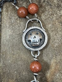 Image 3 of Signature Skull and Fossilized Coral Long Necklace