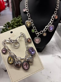 Image 2 of Silver love of hearts necklace and bracelet set 