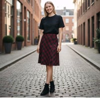 Image 1 of Seda Fashion Wool Midi Skirt by Catherina Hepfer Red & Grey Checked UK 10/12