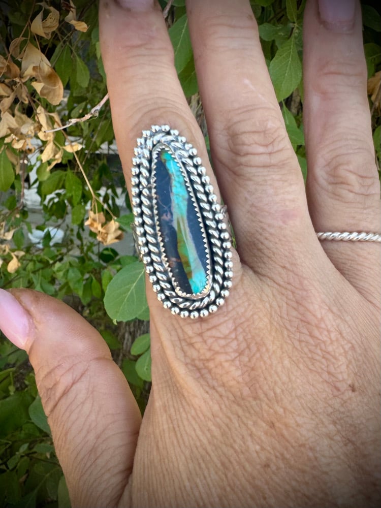 Image of Blackjack Ring - hand stamped scalloped cigar band - size 8