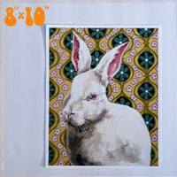 Image 2 of White rabbit print