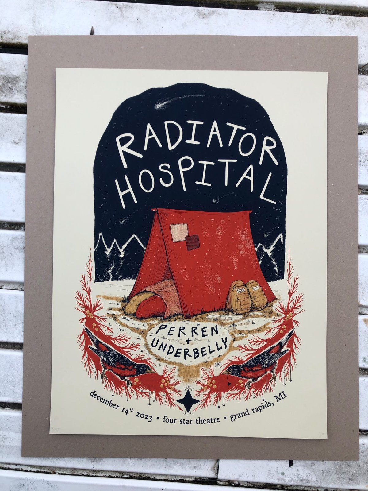 SCREEN PRINTED RADIATOR HOSPITAL SHOW POSTER (DEC) freespaceshows