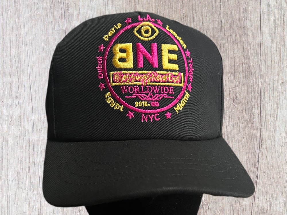 BNE WorldWide Hat 🌍 (pink and yellow)