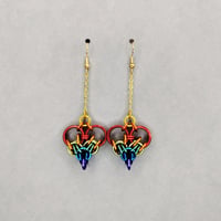 Rainbow Chainmaille Heart Earrings