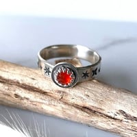 Image 2 of Handmade Sterling Silver Celestial Starry Carnelian Ring 925
