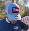 Georgia Native Flag Patch Trucker Hat Grey 