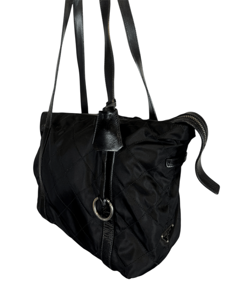 Image of Prada Vintage Quilted Tessuto Shoulder Bag