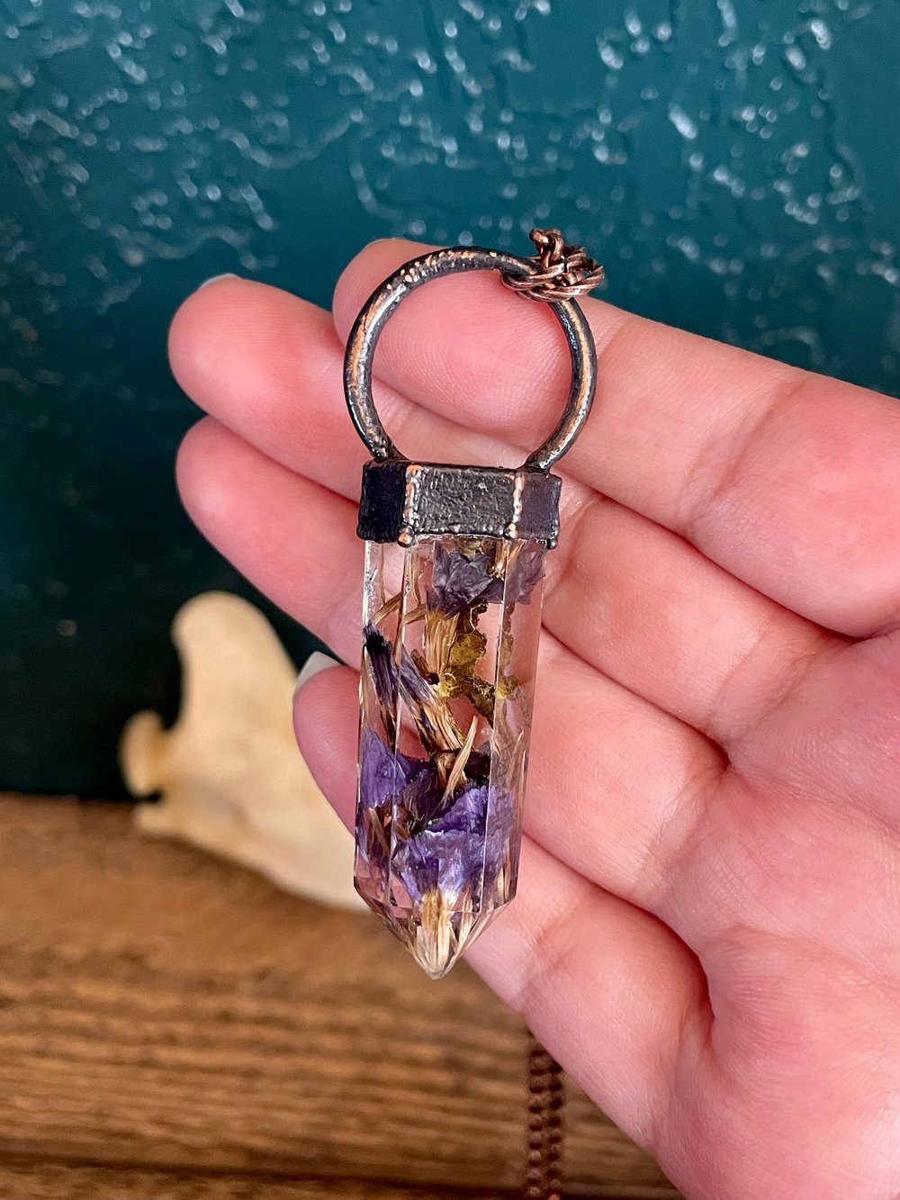 Crystal Purple Statice Pendant