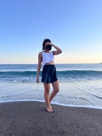 Image 6 of Bad Karma Cropped Tank Top: White - Black