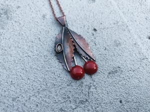 Cherry pendant with ladybug 