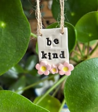 Image 3 of Ceramic 'love' or 'be kind' little flower Tile 