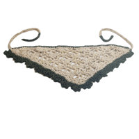Image 1 of wHite (with speckles) n green doily lookin bandana