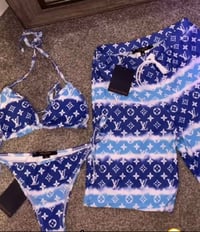 Couple Matching Blue Swimsuit 