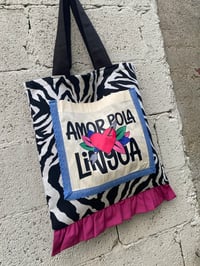 Image 1 of Bolsiña feita a man. AMOR POLA LINGUA cebra. Deseño exclusivo!