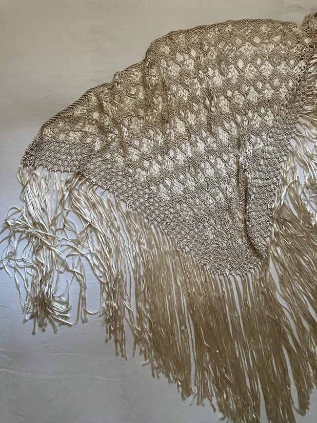 antique crochet ribbon shawl