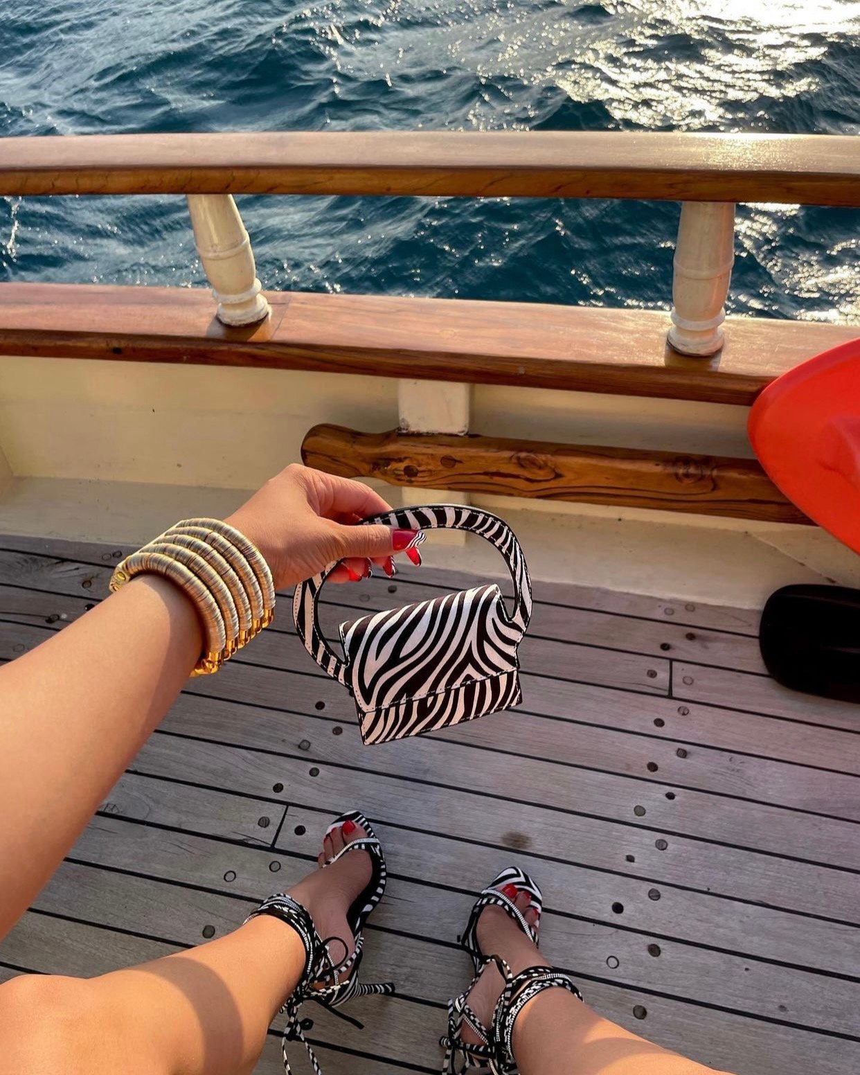Image of ZEBRA PRINT SANDALS (UK 8) & MINI BAG 
