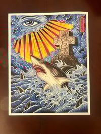 Shark fight 11”x14” print