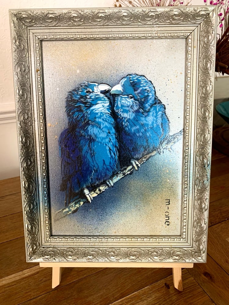 Image of ‘Lovebirds’ (blue and silver)