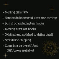 Image 4 of Handmade Silver Cosmic Triple Star Dangly Earrings. Celestial Silver Starry Earrings