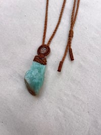 Image 2 of macrame pendant with amazonite stone and clear quartz