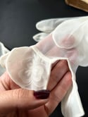 Paire de gants vintage blanc transparent avec détails de pensées, Taille 7
