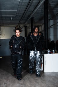 Image 4 of Metallic denim slip pocket pants 