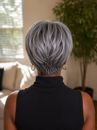 Image 1 of Nicolette | Salt & Pepper Pixie Wig | Throw-On & Go | Full Cap | No Lace