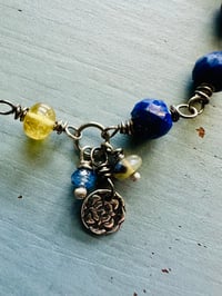 Image 5 of peacock pearl lapis and yellow garnet bracelet