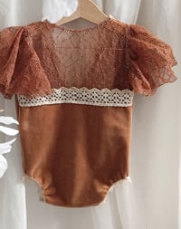 Image 2 of Baby girl bodysuit for sitter photoshoots | Felice | age 9-12 months | rusty orange