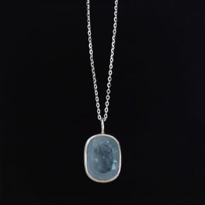 Image of Icy Blue Aquamarine cushion cut silver necklace