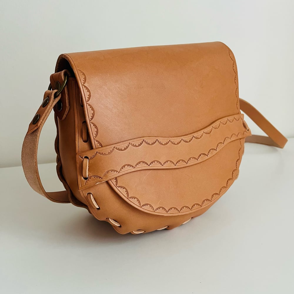 Image of Natural Vachetta Crossbody Saddle Bag